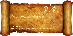 Petrovity Vanda névjegykártya